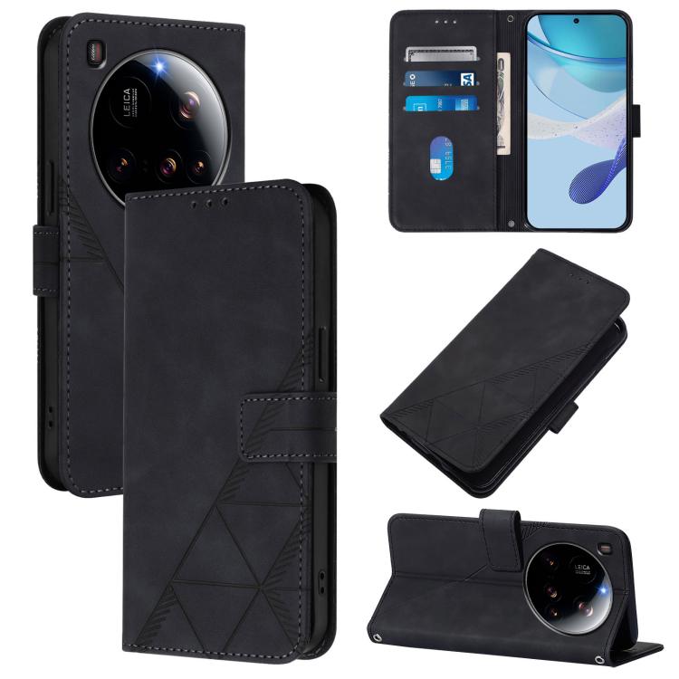 

For Xiaomi 15 Ultra Crossbody 3D Embossed Flip Leather Phone Case(Black)