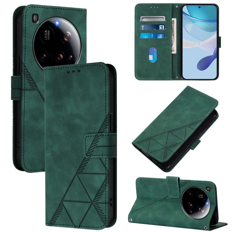 

For Xiaomi 15 Ultra Crossbody 3D Embossed Flip Leather Phone Case(Green)