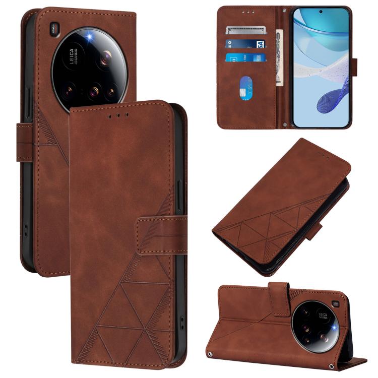 

For Xiaomi 15 Ultra Crossbody 3D Embossed Flip Leather Phone Case(Brown)
