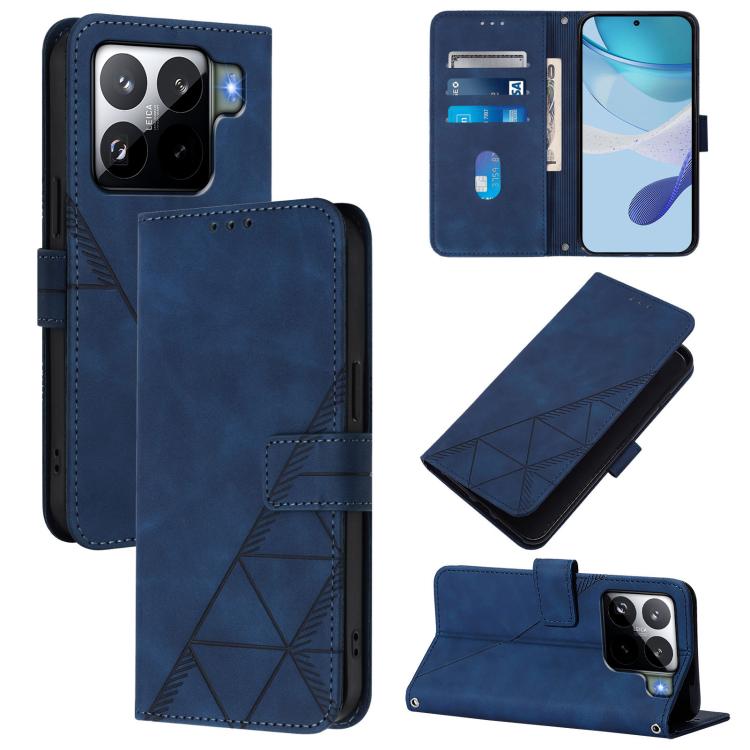 

For Xiaomi 15S Pro Crossbody 3D Embossed Flip Leather Phone Case(Blue)