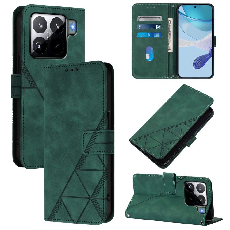 

For Xiaomi 15S Pro Crossbody 3D Embossed Flip Leather Phone Case(Green)