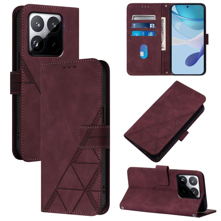 

For Xiaomi 15T 5G Crossbody 3D Embossed Flip Leather Phone Case(Wine Red)