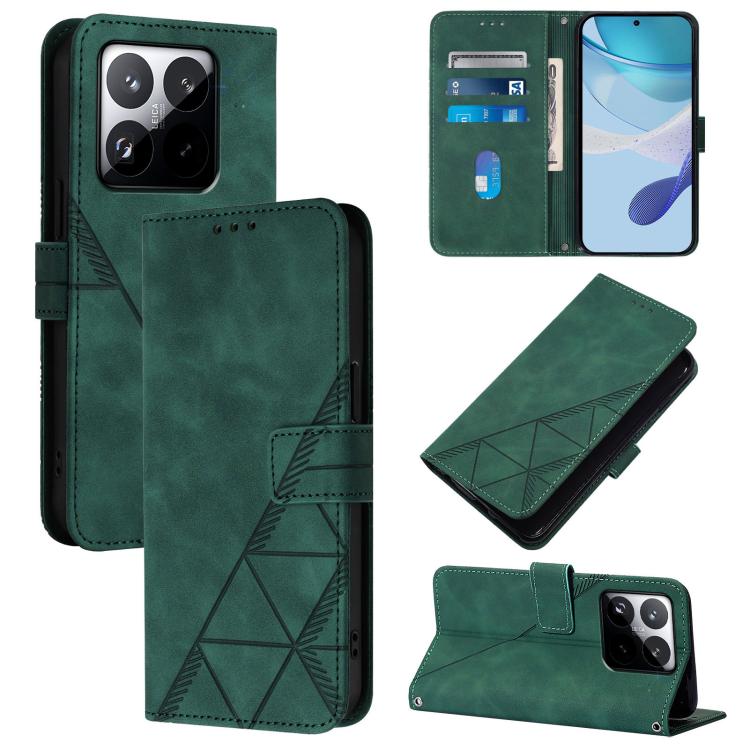 

For Xiaomi 15T 5G Crossbody 3D Embossed Flip Leather Phone Case(Green)
