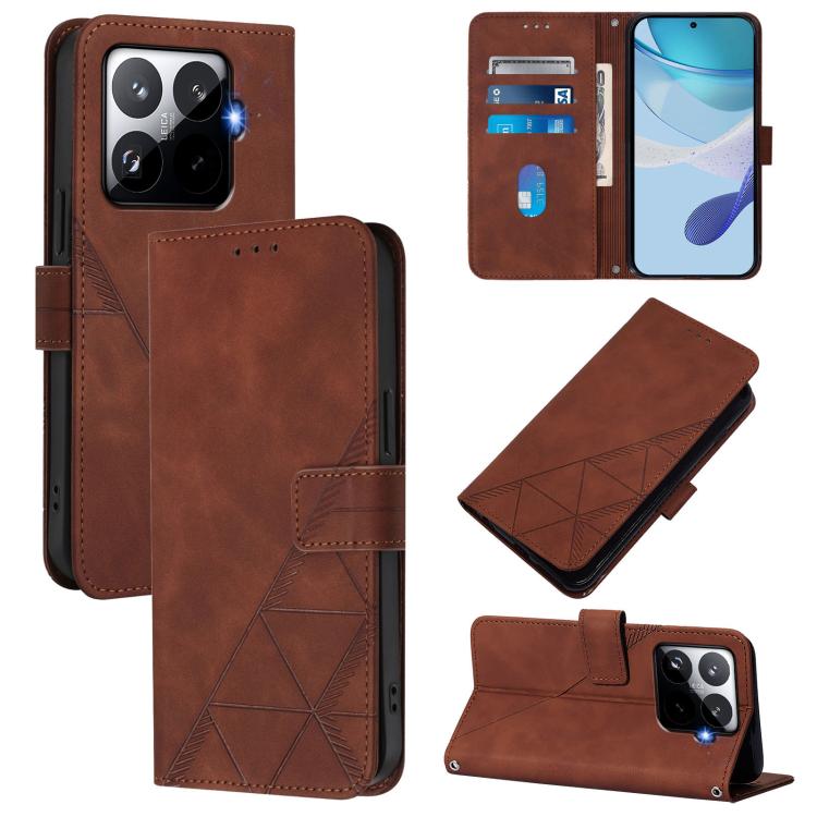 

For Xiaomi 15T Pro 5G Crossbody 3D Embossed Flip Leather Phone Case(Brown)