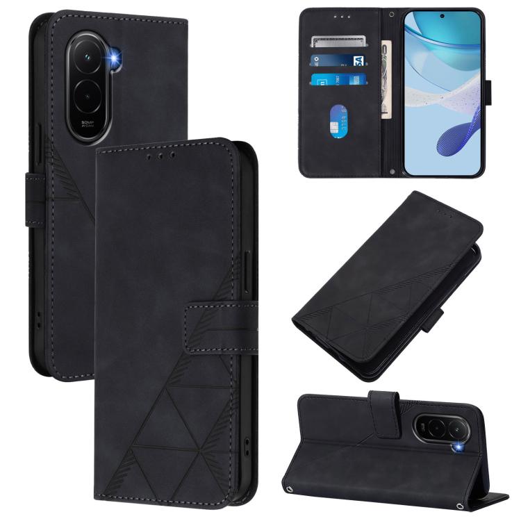 

For Xiaomi Poco M7 4G 169mm Crossbody 3D Embossed Flip Leather Phone Case(Black)