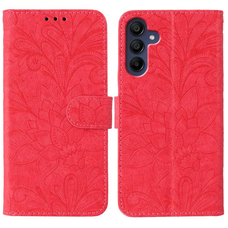 

For Samsung Galaxy S25+ 5G / S24+ 5G Lace Flower Embossing Flip Leather Phone Case(Red)