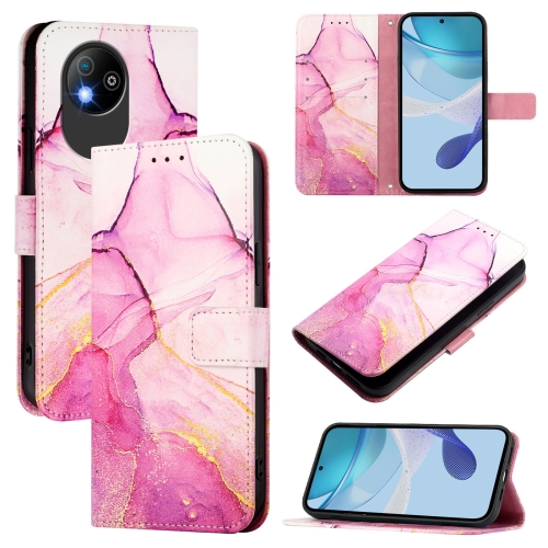 

For ZTE Blade A35 Lite / A35 Core PT003 Marble Pattern Flip Leather Phone Case(Pink Purple Gold)