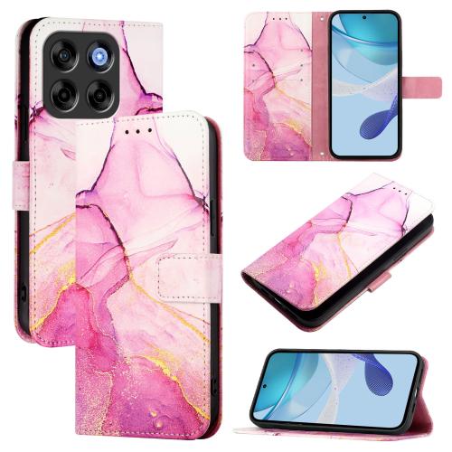 

For ZTE Blade V70 Vita / nubia V70 Design PT003 Marble Pattern Flip Leather Phone Case(Pink Purple Gold)