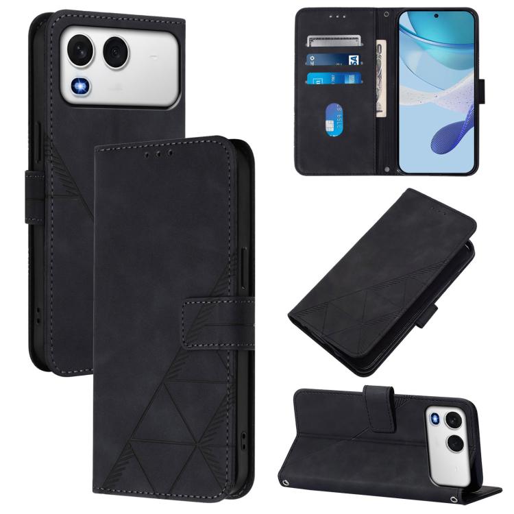 

For itel A200 4G/A200+ 4G Global Crossbody 3D Embossed Flip Leather Phone Case(Black)