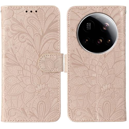 

For Xiaomi 15 Ultra Lace Flower Embossing Flip Leather Phone Case(Rose Gold)