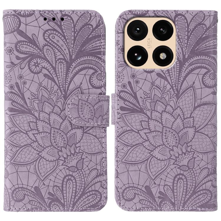 

For Xiaomi 15T 5G Lace Flower Embossing Flip Leather Phone Case(Purple)