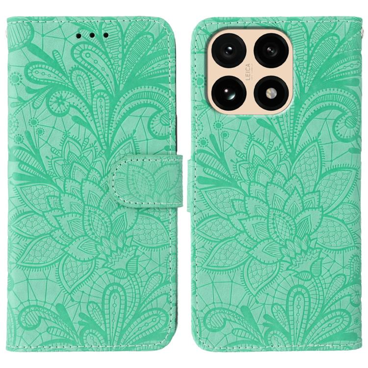 

For Xiaomi 15T 5G Lace Flower Embossing Flip Leather Phone Case(Green)