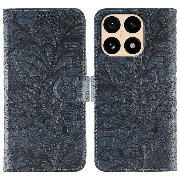 

For Xiaomi 15T 5G Lace Flower Embossing Flip Leather Phone Case(Dark Blue)