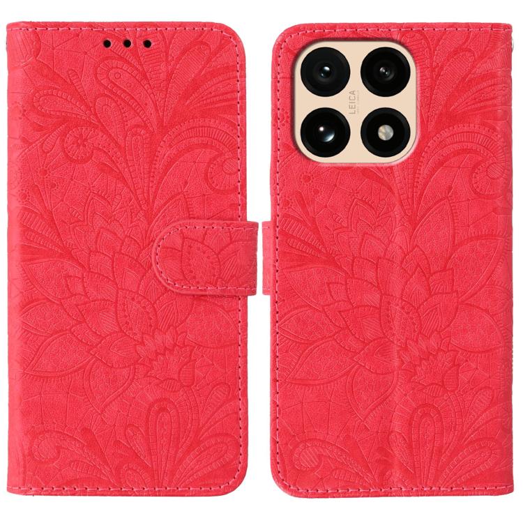 

For Xiaomi 15T 5G Lace Flower Embossing Flip Leather Phone Case(Red)