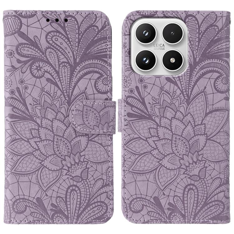 

For Xiaomi 17 Lace Flower Embossing Flip Leather Phone Case(Purple)