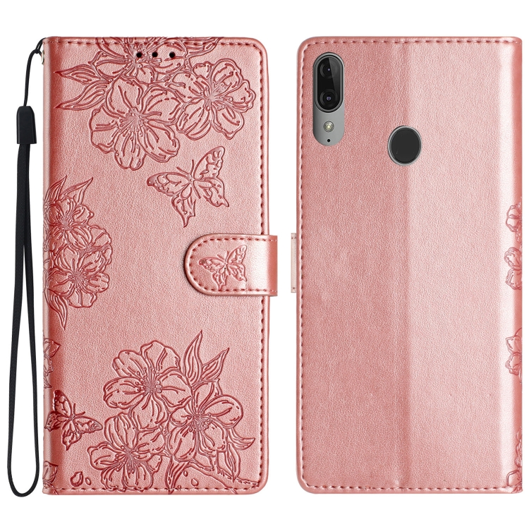 For Motorola Moto E6 Plus Cherry Blossom Butterfly Skin Feel