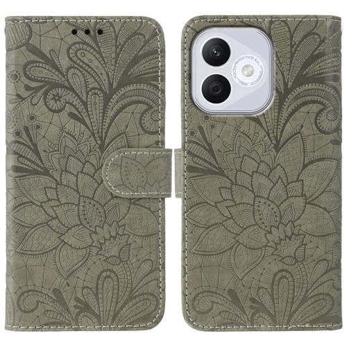 

For Honor 400 Lite Lace Flower Embossing Flip Leather Phone Case(Grey)