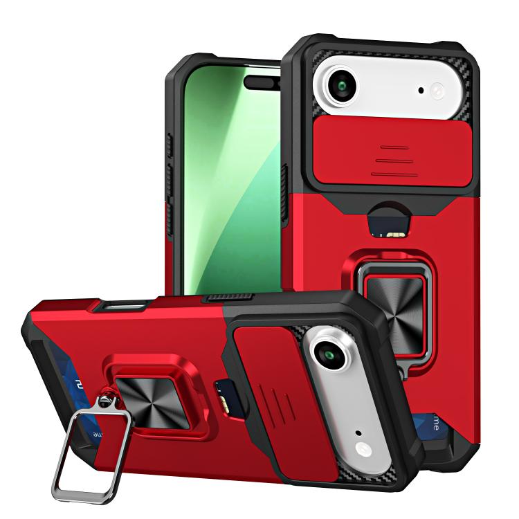 

For iPhone Air Camera Shield Card Slot PC+TPU Phone Case(Red)