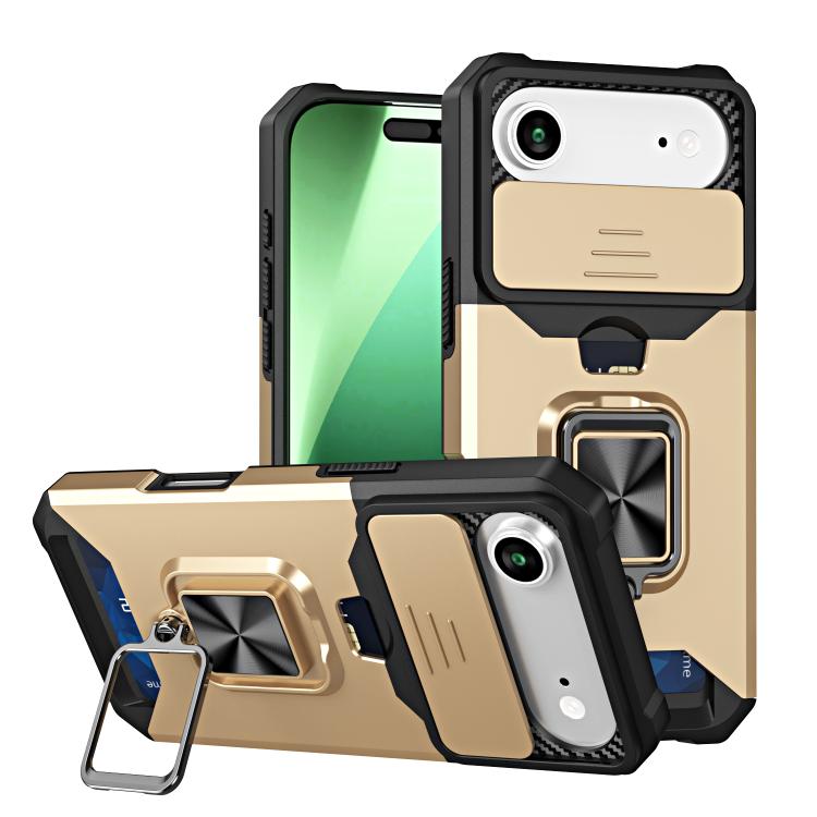 

For iPhone Air Camera Shield Card Slot PC+TPU Phone Case(Gold)