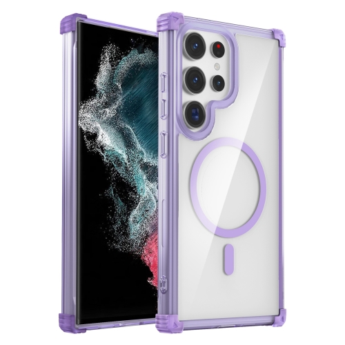 

For Samsung Galaxy S22 Ultra 5G Transparent MagSafe Magnetic Phone Case(Purple)