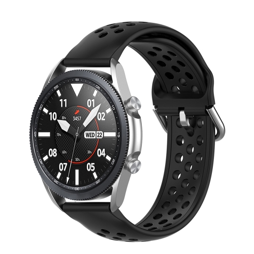 

For Galaxy Watch 3 41mm R850 Silicone Solid Color Watch Band, Size: Free Size 20mm(Black)