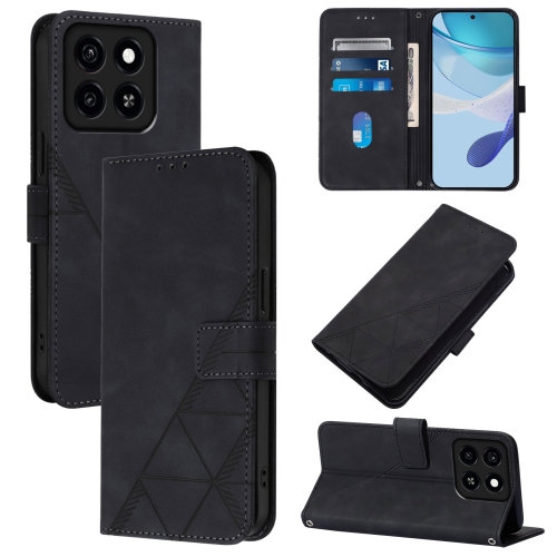 

For ZTE Blade A35 / A55 Crossbody 3D Embossed Flip Leather Phone Case(Black)