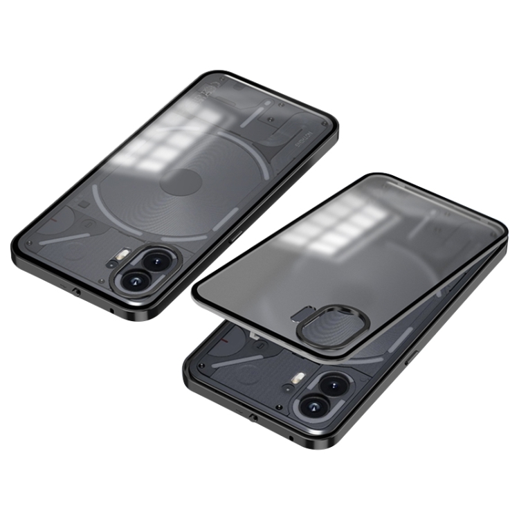 

For Nothing Phone 2 Snap Buckle Metal Frame Frosted Phone Case(Black)