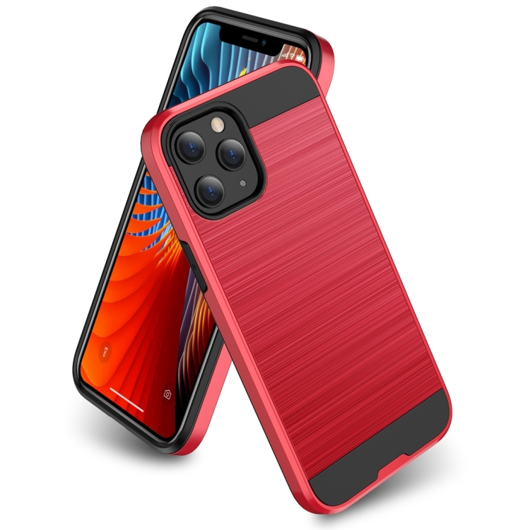 

For iPhone 12 / 12 Pro Brushed Texture Shockproof Protective Case(Red)