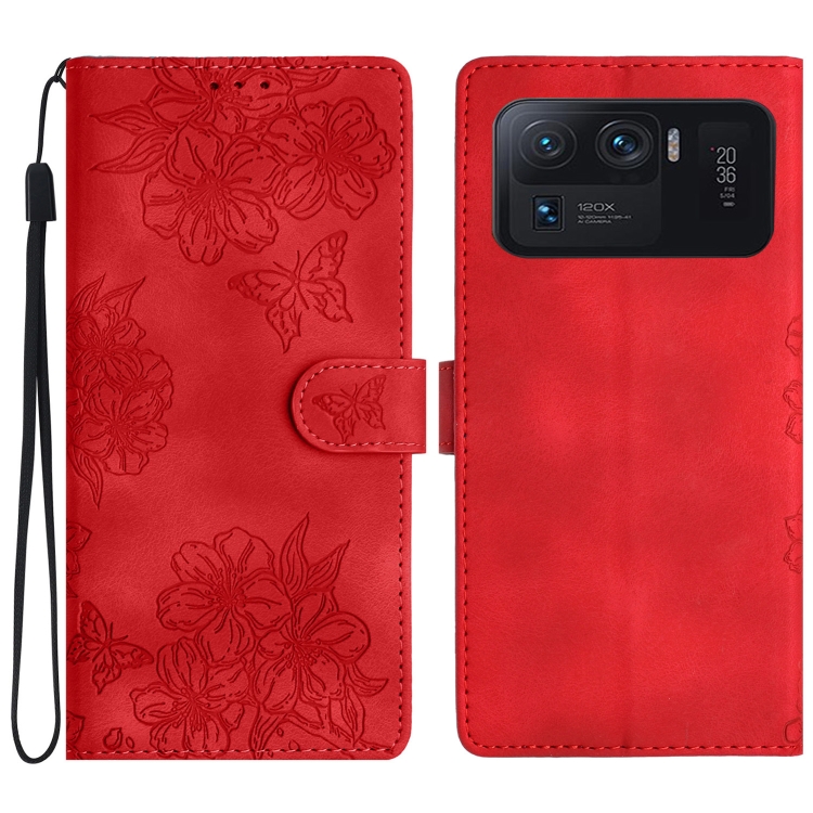 For Xiaomi Mi 11 Ultra Cherry Blossom Butterfly Skin Feel