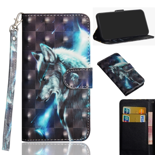 

For Xiaomi Redmi 9 3D Painting Pattern Horizontal Flip TPU + PU Leather Case with Holder & Card Slots & Wallet(Wolf)