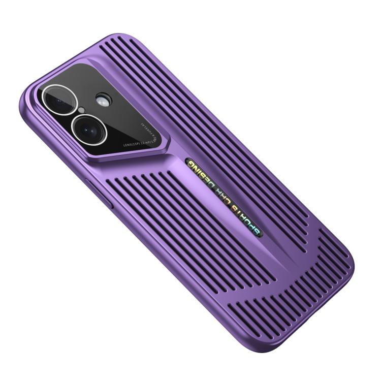 For iPhone 16 Blade Cooling PC Full Coverage Phone Case(Dark Purple)
