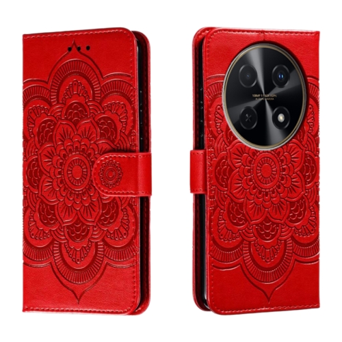 

For Huawei Enjoy 70 Pro Sun Mandala Embossing Pattern Phone Leather Case(Red)