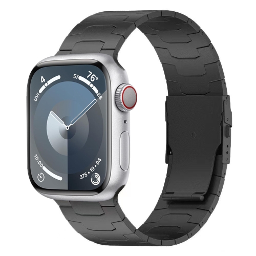 For Apple Watch SE 2023 44mm 26mm Oracle Safety Buckle Titanium Alloy Watch Band(Black) 10 50 100pcs high quality chrome round rings for pets bags strap crafted accessory metal alloy welded o ring