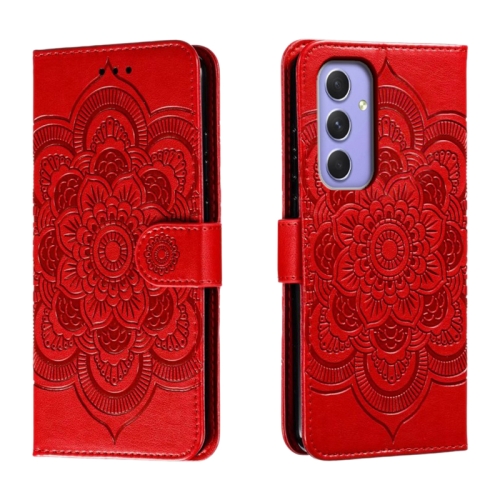 

For Samsung Galaxy A55 5G Sun Mandala Embossing Pattern Phone Leather Case(Red)