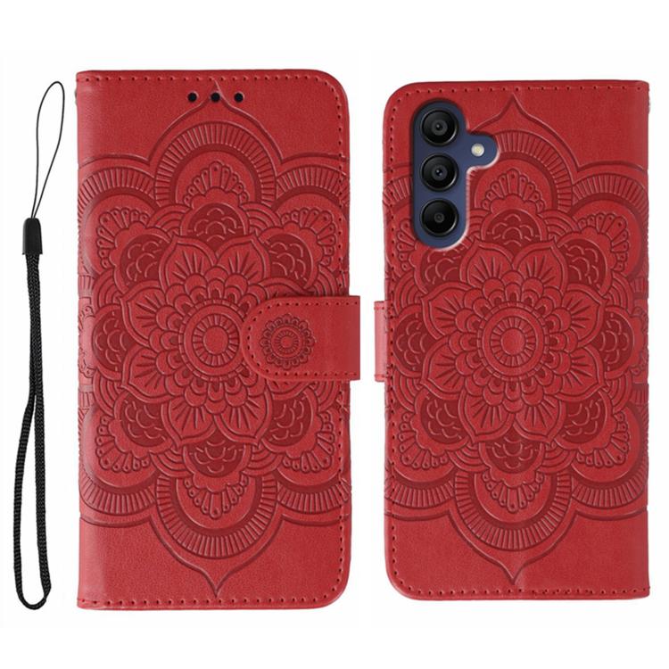 

For Samsung Galaxy S25+ / S24+ 5G Sun Mandala Embossing Pattern Phone Leather Case(Red)