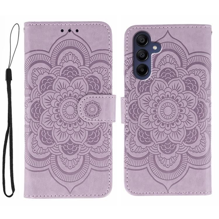 

For Samsung Galaxy S25+ / S24+ 5G Sun Mandala Embossing Pattern Phone Leather Case(Purple)