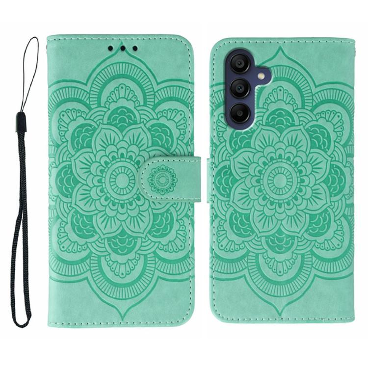 

For Samsung Galaxy S25+ / S24+ 5G Sun Mandala Embossing Pattern Phone Leather Case(Green)