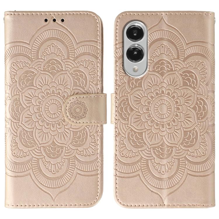

For Samsung Galaxy S25 Edge 5G Sun Mandala Embossing Pattern Phone Leather Case(Rose Gold)