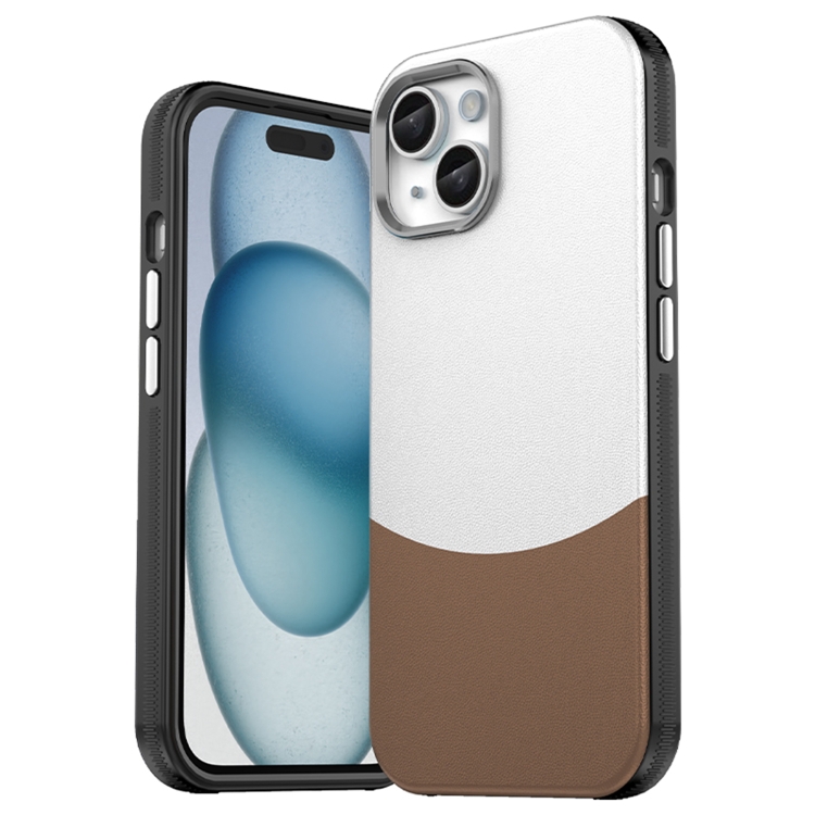 

For iPhone 15 Leather Texture MagSafe Magnetic TPU + PC Phone Case(Brown)