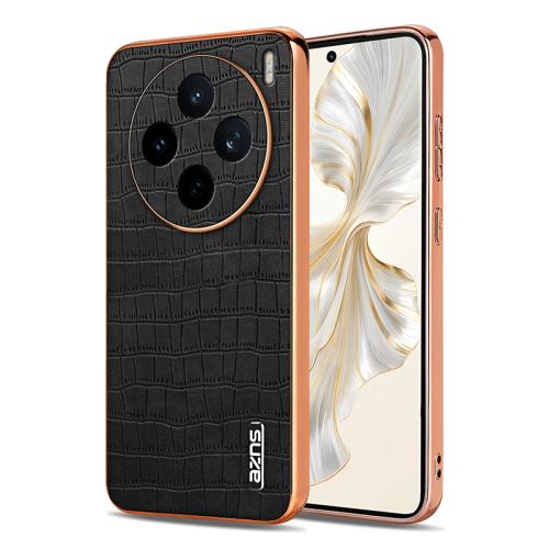 

For vivo X200s AZNS Electroplated Frame Crocodile Texture Full Coverage Phone Case(Black)