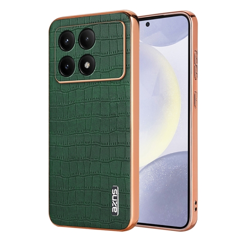 

For Redmi K70 / K70 Pro AZNS Electroplated Frame Crocodile Texture Full Coverage Phone Case(Green)