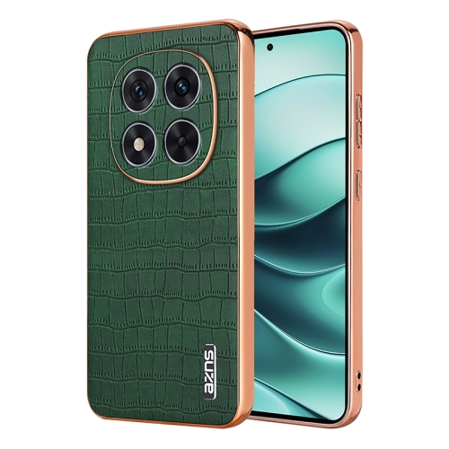 

For Redmi Note 14 Pro 5G AZNS Electroplated Frame Crocodile Texture Full Coverage Phone Case(Green)