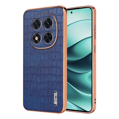 

For Redmi Note 14 Pro+ 5G AZNS Electroplated Frame Crocodile Texture Full Coverage Phone Case(Blue)