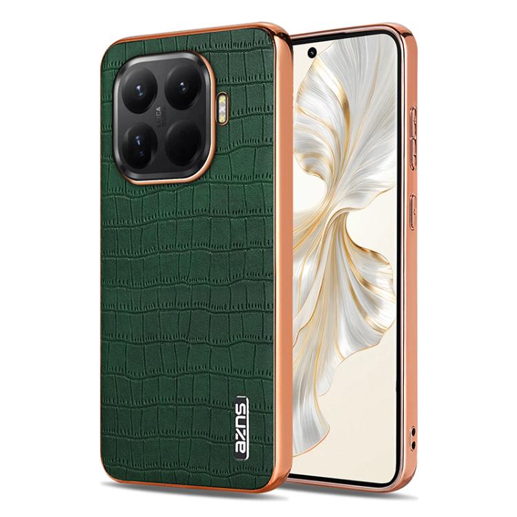 

For Xiaomi 15T Pro 5G AZNS Electroplated Frame Crocodile Texture Full Coverage Phone Case(Green)