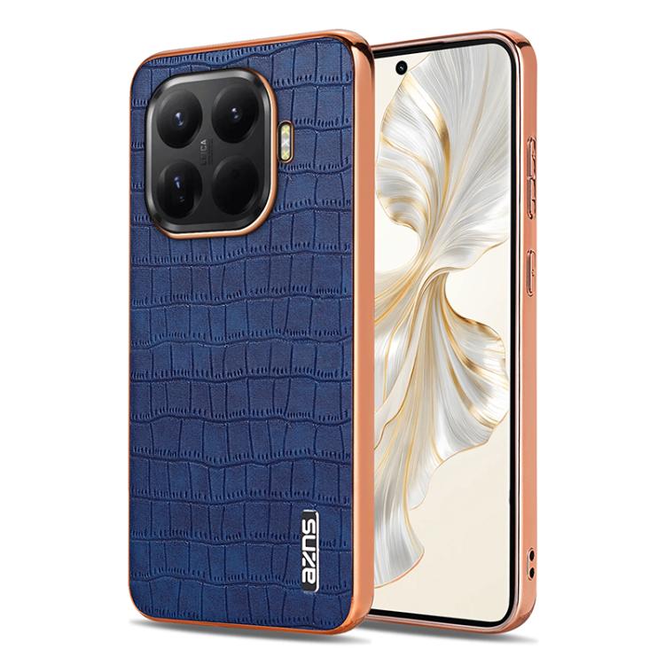 

For Xiaomi 15T Pro 5G AZNS Electroplated Frame Crocodile Texture Full Coverage Phone Case(Blue)