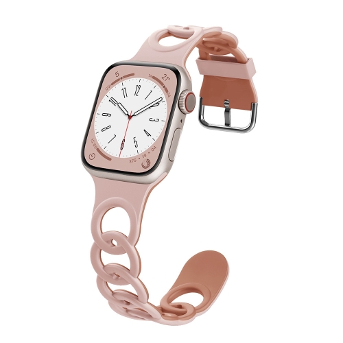 

For Apple Watch Series 7 41mm Donut Hollow Silicone Watch Band(Pink Rose Grey)