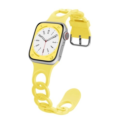 

For Apple Watch Series 3 42mm Donut Hollow Silicone Watch Band(Light Yellow)