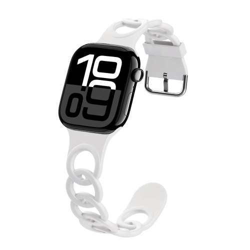 

For Apple Watch Series 10 46mm Donut Hollow Silicone Watch Band(White)