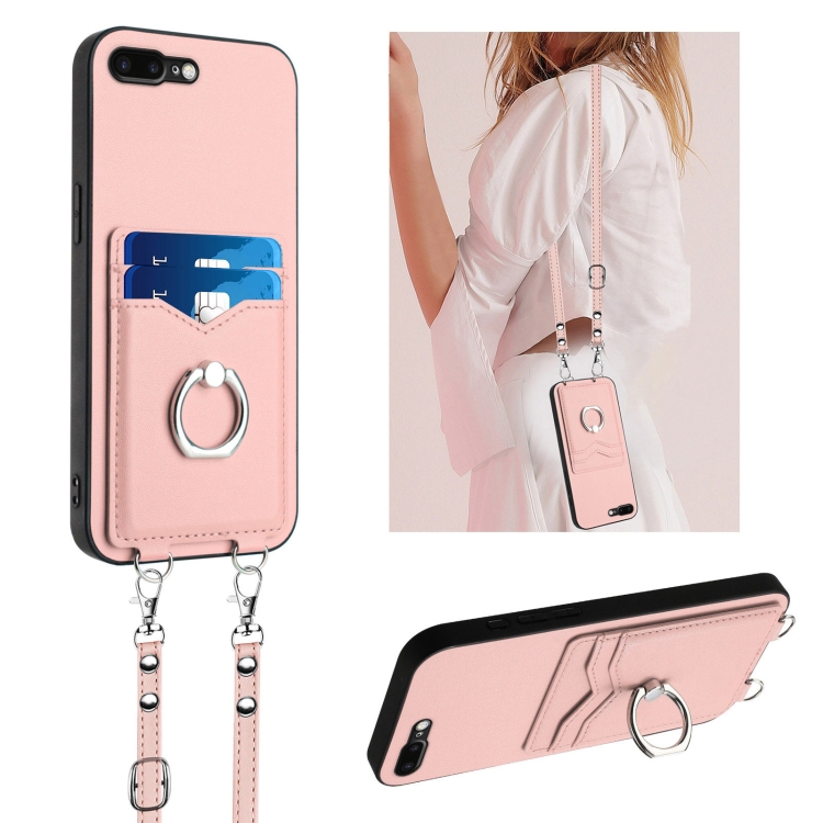 For iPhone Plus Plus R20 Crossbody Rope Ring Card Holder