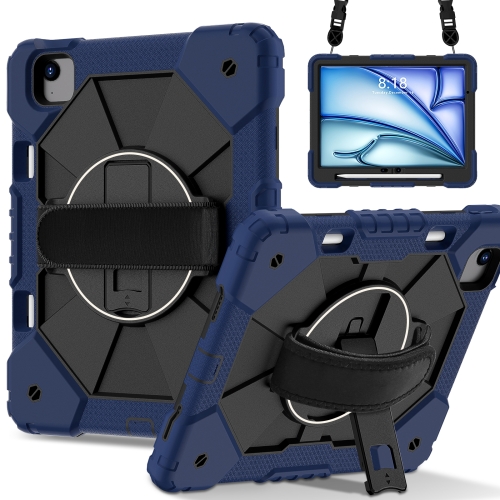 

For iPad Air 11 2024 Contrast Color Robot Silicone Hybrid PC Tablet Case(Navy Black)